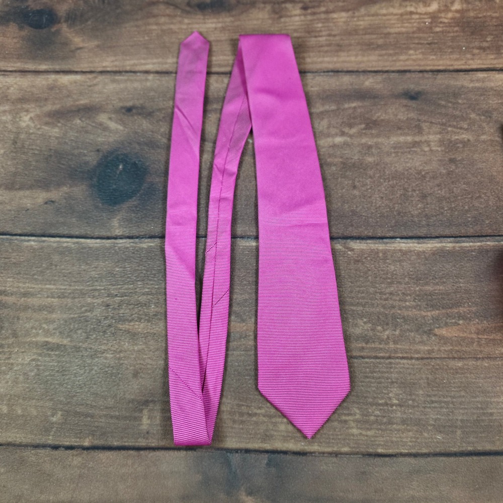 Hilditch & Key Necktie Mens OS Pink Good Ribbed Silk Saks Fifth Avenue